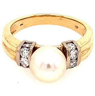 14k Diamond Pearl RingÊ