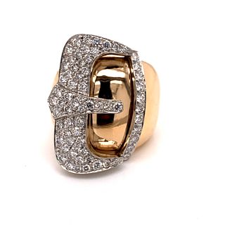 Retro 18k Platinum Diamond Belt RingÊ