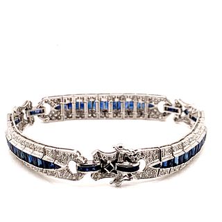 Art Deco 18k Diamond Sapphire BraceletÊ