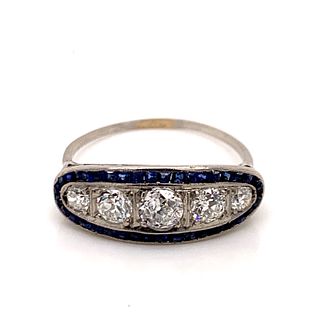 Art Deco 18k Sapphire Diamond RingÊ