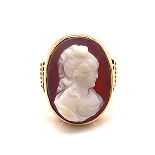 14K Agate Cameo Ring