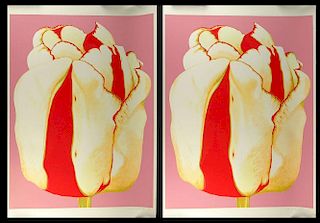 Lowell Nesbitt, American (1933-1993) Pair of 2 color screenprints "Tulip".