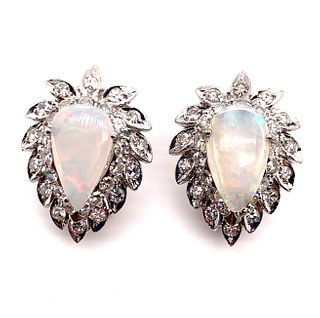 18K Diamond Opal Earring