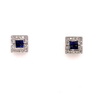 14k Diamond Sapphire EarringsÊ