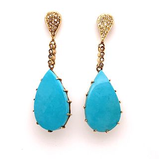 18k Diamond Turquoise EarringÊ