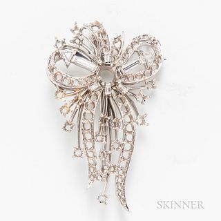 14kt White Gold and Diamond Bow Brooch