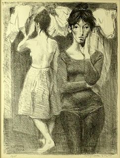 Raphael Soyer, American (1899-1987) Lithograph. "Young Dancers"