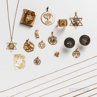 Group of Gold and Gold-plated Judaica Jewelry