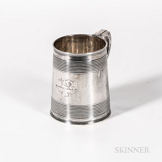 English Glass-mounted Sterling Silver Mug