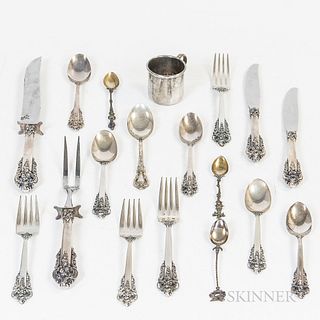 Group of Sterling Silver Flatware and a Sterling Silver Christening Cup