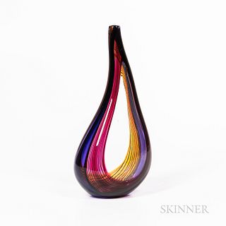 Peter Greenwood (American, b. 1960) Multicolor Art Glass Vase
