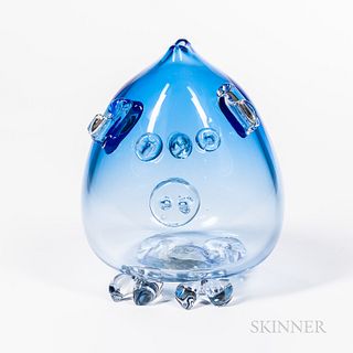 Kurt Carlson (American, 20th/21st Century) Blue Art Glass Pig Vase
