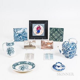 Eleven Wedgwood Transfer-decorated Ceramic Items