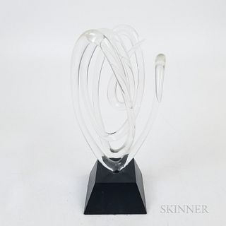Abstract Colorless Glass Sculpture