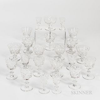 Twenty-two Pieces of Colorless Cut Crystal Stemware.