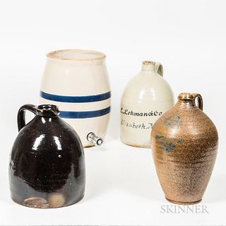 Three Pieces of 19th Century Stoneware and a Modern Stoneware Jug