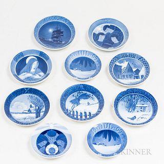 Ten Early Royal Copenhagen Christmas Plates