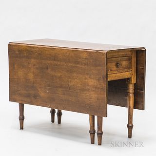 Country Walnut Two-drawer Drop-leaf Table
