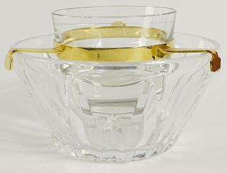 Baccarat Crystal Caviar Server. 3 Pieces including gold tine holder.