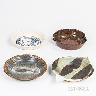 Four Studio Art Pottery Dishes