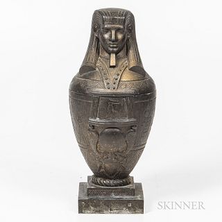 Egyptian-style Bronzed Metal Canopic Jar
