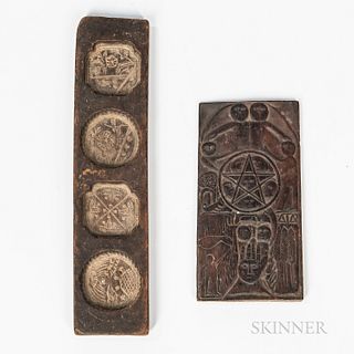 Carved Wooden Cookie Mold Panel and a Folk Panel