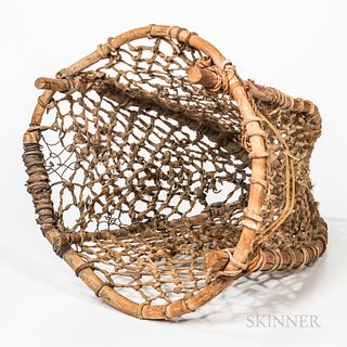 Large Bentwood and Hide Burden Basket