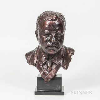 Bronzed Metal Bust of Theodore Roosevelt