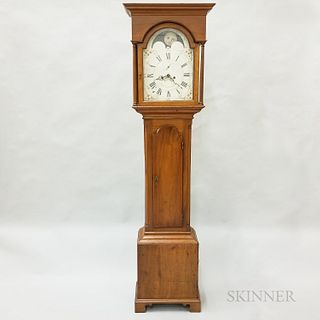 Glazed Walnut Tall Case Clock with English Movement
