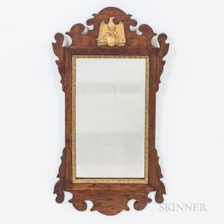 Chippendale-style Parcel-gilt Mahogany Scroll-frame Mirror