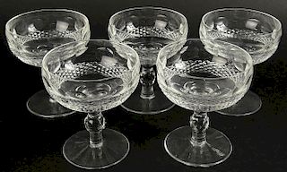 Set of five (5) Waterford "Colleen" champagne coupes.
