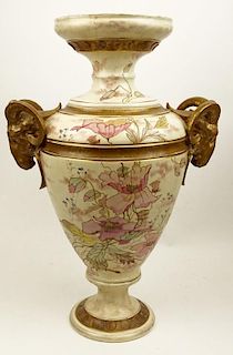 Large Antique Royal Bonn Porcelain Bolted Urn.