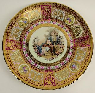 Very Large Limoges Hand Decorated and Transfer Design Porcelain Plate.