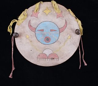 Acoma Pueblo Polychrome Painted Shield 1890-1900