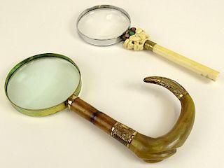 Lot of two (2) antique magnifying glasses.