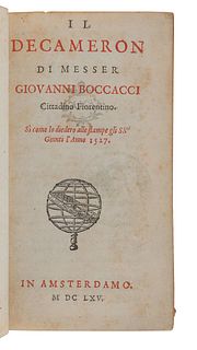 BOCCACCIO, Giovanni (1313-1375). Il Decameron. Amsterdam: [Elzevir], 1665.  