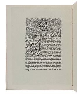 [CRANBROOK PRESS]. CAXTON, William (1422?-1491). The Dictes and Sayings of the Philosophers: A Facsimile. Detroit: Cranbrook Press, 1901.  