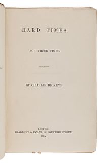 DICKENS, Charles (1812-1870). Hard Times. For These Times. London: Bradbury & Evans, 1854.