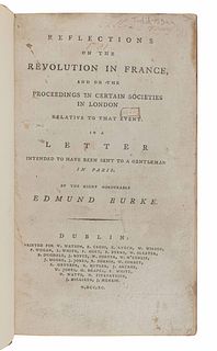 [THE FRENCH REVOLUTION].   A sammelband of Dublin editions of works by Edmund Burke, Joseph Priestley, Rev. R. Nares, William Eden, and Charles-Franco