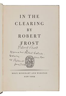 FROST, Robert (1874-1963).  In the Clearing. New York: Holt, Rinehart and Winston, 1962.  