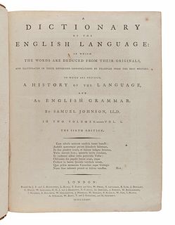 JOHNSON, Samuel (1709-1784). A Dictionary of the English Language. London: for J. F. and C. Rivington and others, 1785.