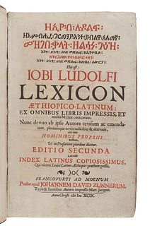 LUDOLF, Hiob (1624-1704).  Lexicon Aethiopico-Latinum: ex omnibus libris impressis, et multis MSStis contextum... Editio secunda. Frankfurt: John Davi