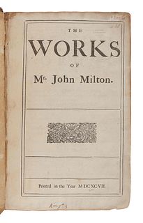 MILTON, John (1608-1674).   The Works. London: n.p., 1697.  