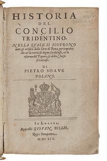 SARPI, Paolo (1552-1623). Historia del Concilio Tridentino.   London: John Bill, 1619.  