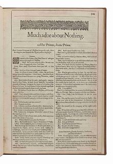 SHAKESPEARE, William (1564-1616). Much adoe about Nothing. -- Loves Labour's Lost. [Extracted from the Second Folio]. [London: printed by Thomas Cotes