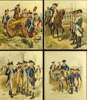 Set of four (4) Henry A. Ogden Vintage American Military Uniform Color Prints.