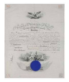 GRANT, Ulysses S. (1822-1885). Engraved document signed as President ( "U. S. Grant"), countersigned by George M. Robeson, Secretary of the Navy, 27 J