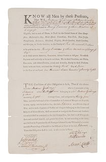 [PRIVATEERS]. Partly printed document accomplished in manuscript, signed by Andrew Giddinge and William Coombs, countersigned by by John Parker, Samue