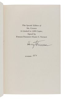 TRUMAN, Harry S. (1884-1972). Mr. Citizen. New York: Bernard Geis Associates,1960.