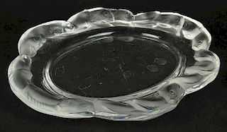 Lalique Crystal Signed "Piriac" Coupe Plate. Signed with etched Lalique mark.